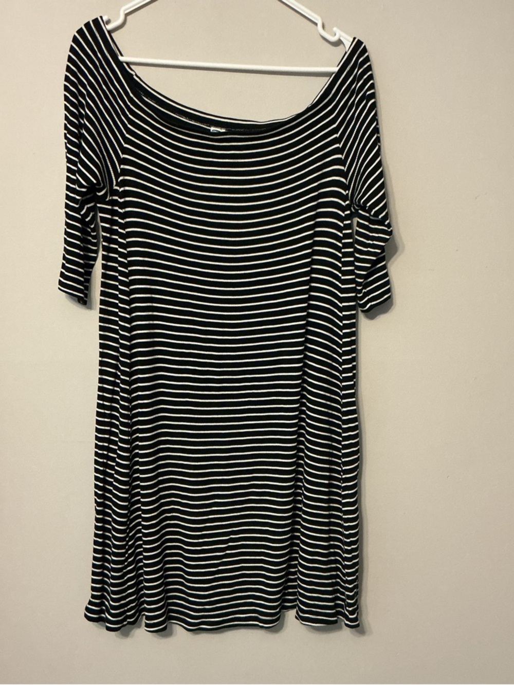 Old Navy Black and White Striped Midi Dress